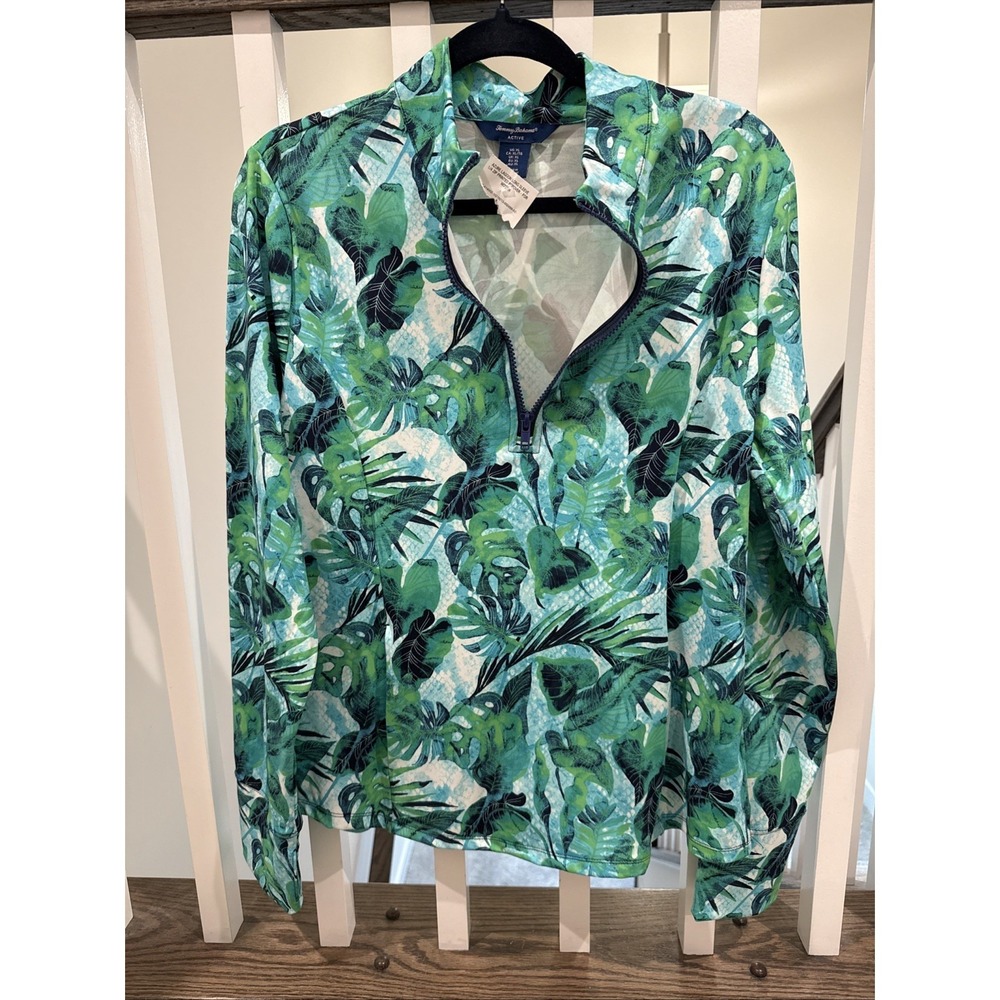Tommy Bahama Active Azure Lagoon XL Long Sleeve Mock Neck 1/4 Zip Pullover Golf